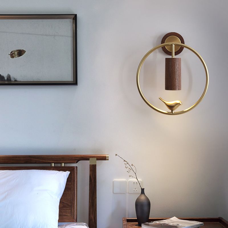 Luce di applique a muro Contemporaneo moderno luce interna in legno e ottone