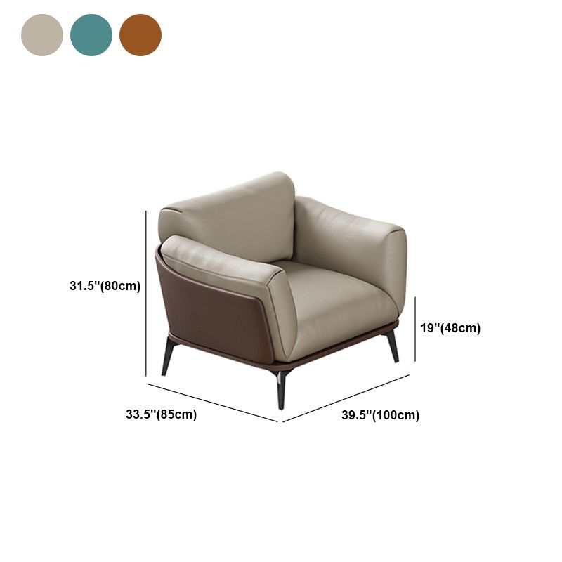 Contemporary Glam Faux Leather Sofa with Wear-resisting, Square Arm for Living Room