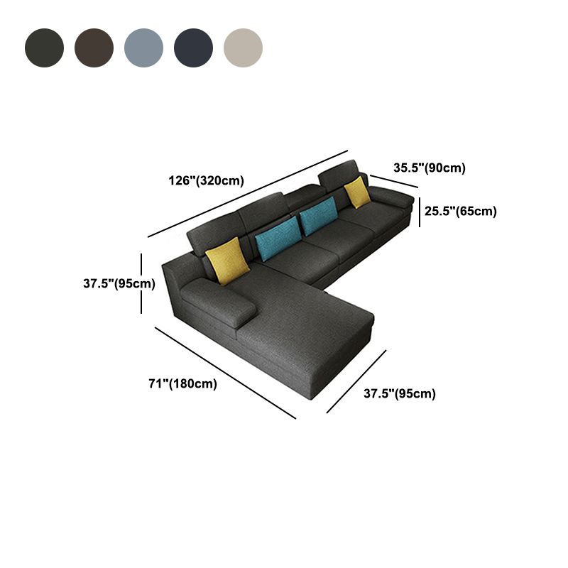 Modern Linen Blend Sectional with Pillow Top Arm for 4 People