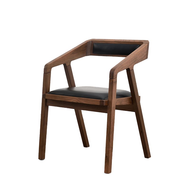 Contemporary Upholstered Arm Chair Home Walnut Wood Dining Chair