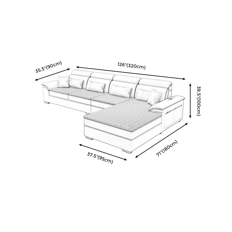 Storage Cushion Back 4-Seater L-Shape Sectional Sofa with Chaise