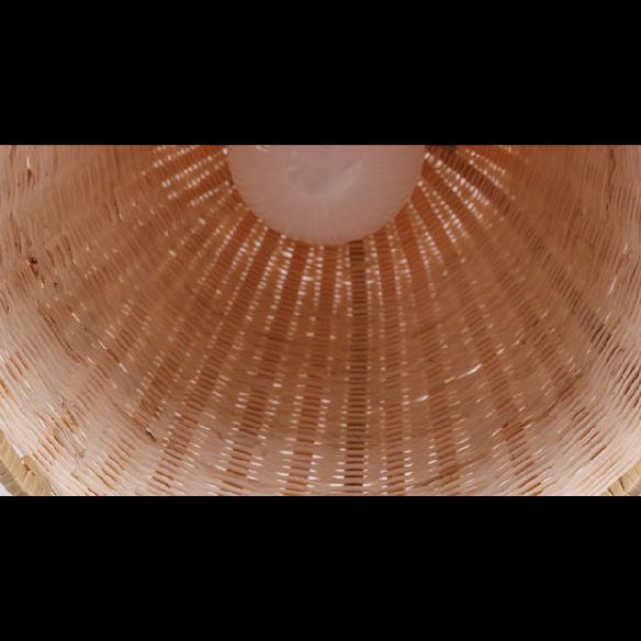 Farmhouse Natural Cloche Bamboo Pendant Lighting 1-Light  Dining Room Hanging Lamp