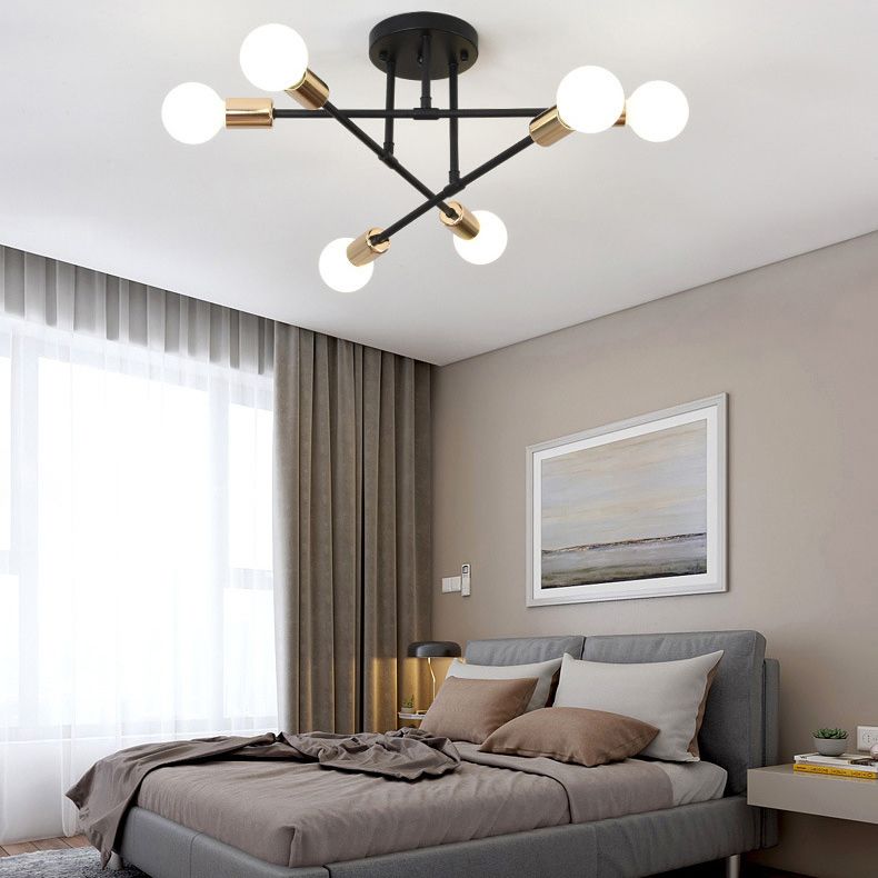 Metal Sputnik Semi Flush Mount Ceiling Light Minimalist Style Semi Flush Mount Chandelier