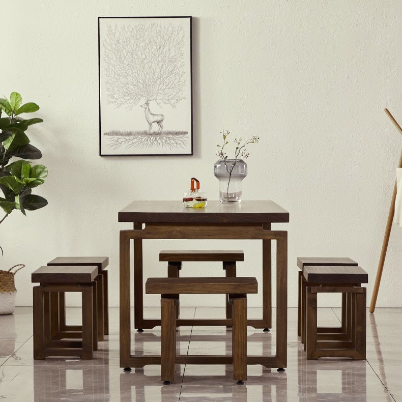 Rectangular Solid Wood Brown Table Modern Furniture with Double Pedestal