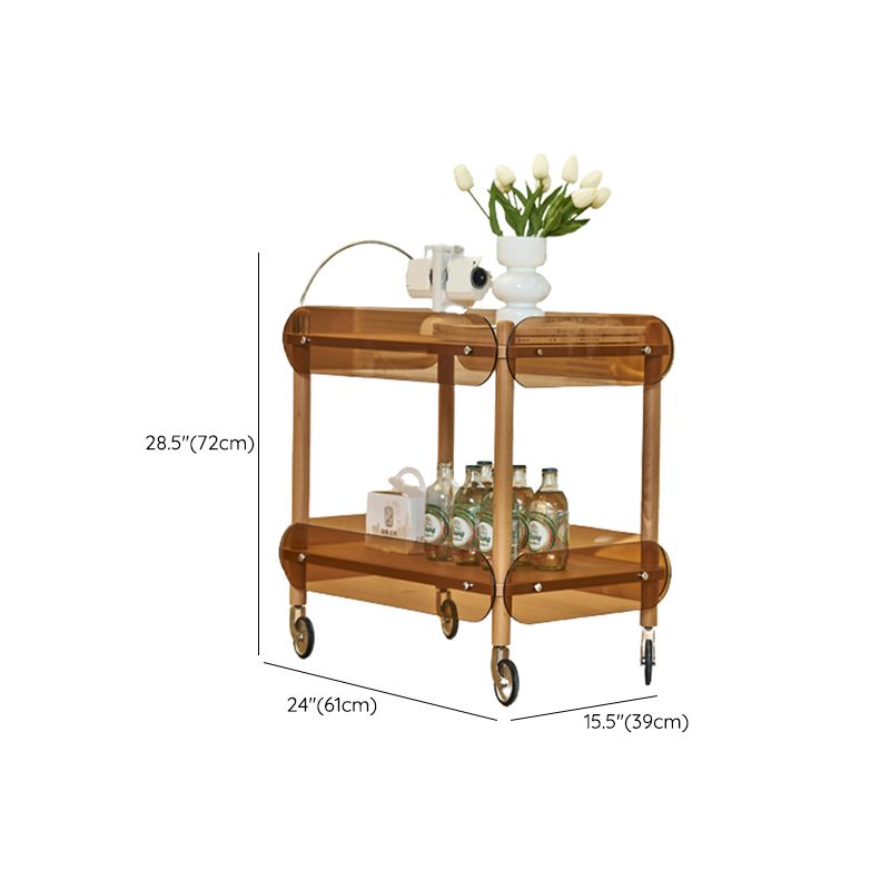 Wooden Side Table Tray Top Side End Table with Wheels in Brone
