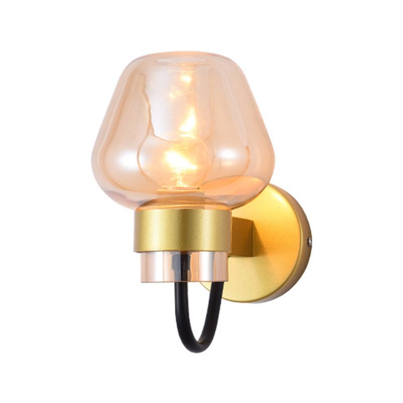 Modern Style Brass Wall Light Bowl Wall Sconce with Glass for Living Room