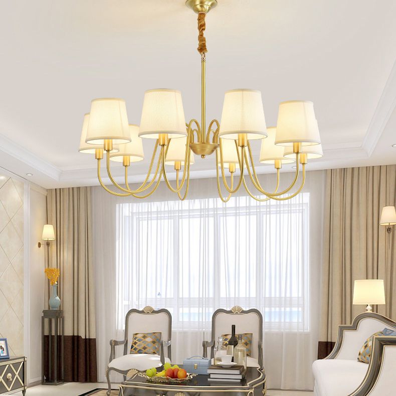 Conical Chandelier Light Fixture Traditional Fabric Pendant Lighting for Restaurant