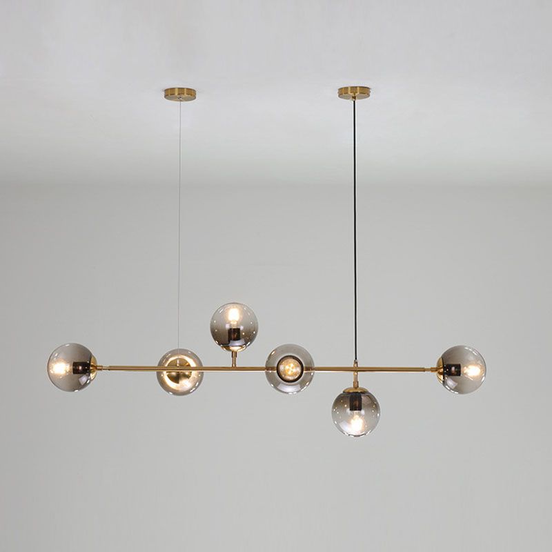 Zeitgenössische Ball Island Beleuchtung Glas 6 Lichter Kronleuchter Beleuchtungskörper