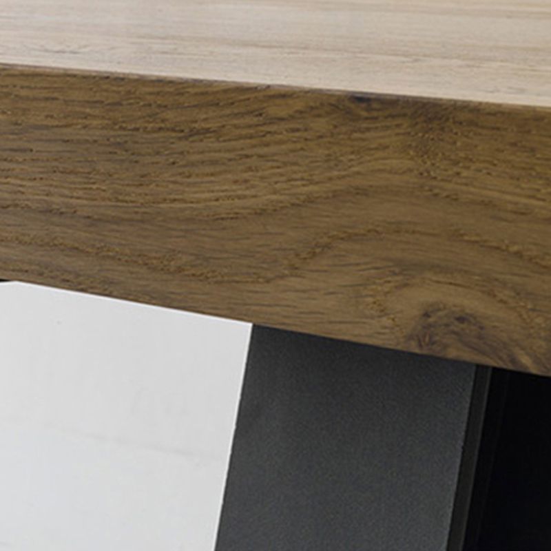 Rectangle Wood Color Dining Table Solid Wood Table Industrial with 4 Legs