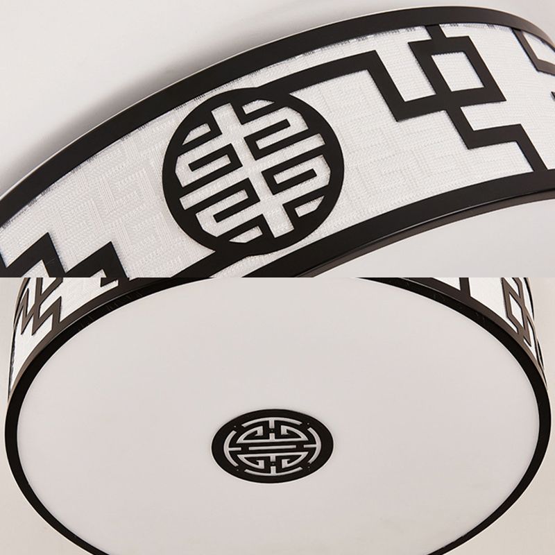 Cylindrical Wrought Iron Ceiling Fixture in Traditional Creative Style Fabrics Flush Mount for Dining Room