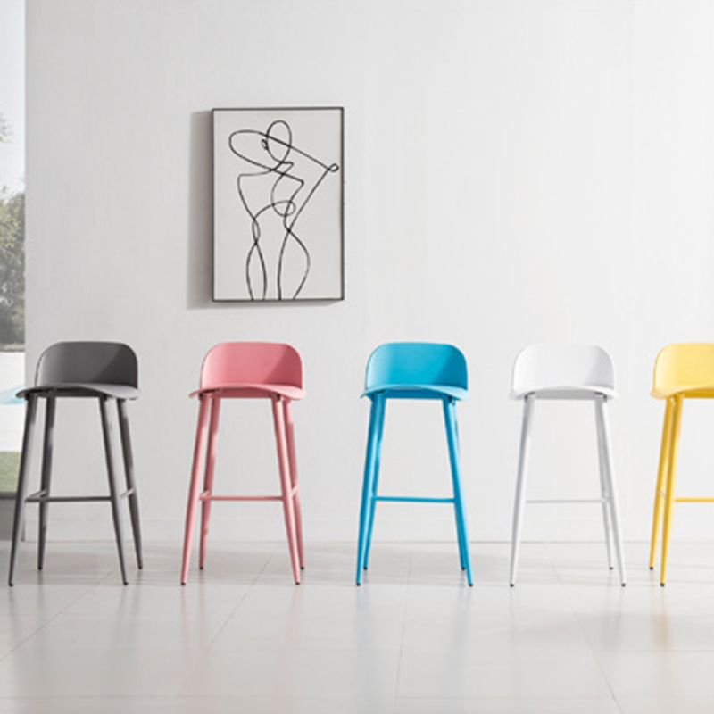 Glam Living Room Bar Height Stool Plastic Bar Stool with Iron Legs