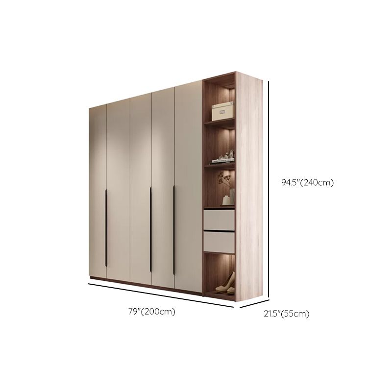Hinged Storage Cabinet Modern Wardrobe Armoire with Garment Rod