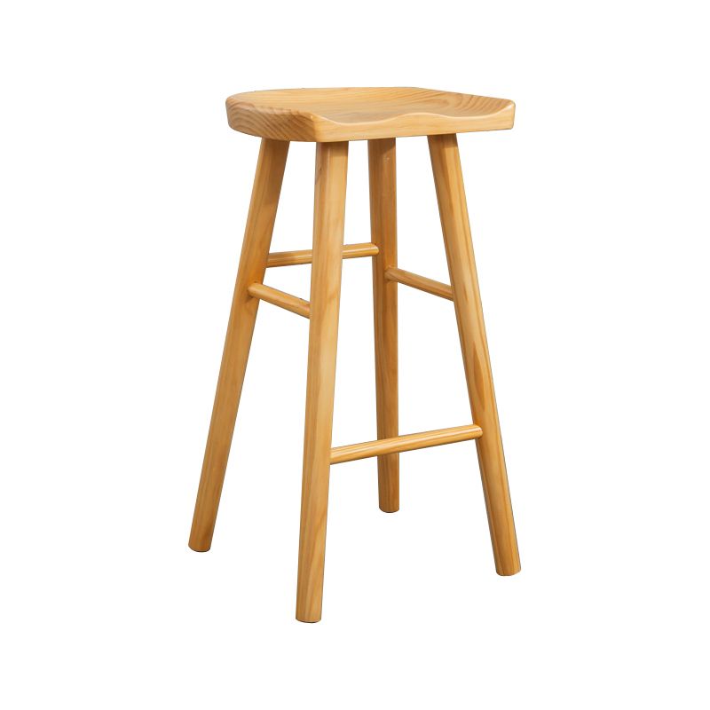 Modern Armless Backless Counter Stool Wood Cafe Bar Stool with Wooden Seat and Pedal