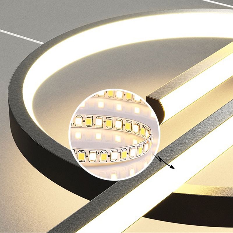 Modern LED Metal Ceiling Lamp Circle Shape Island Light with Plastic Shade for Living Room