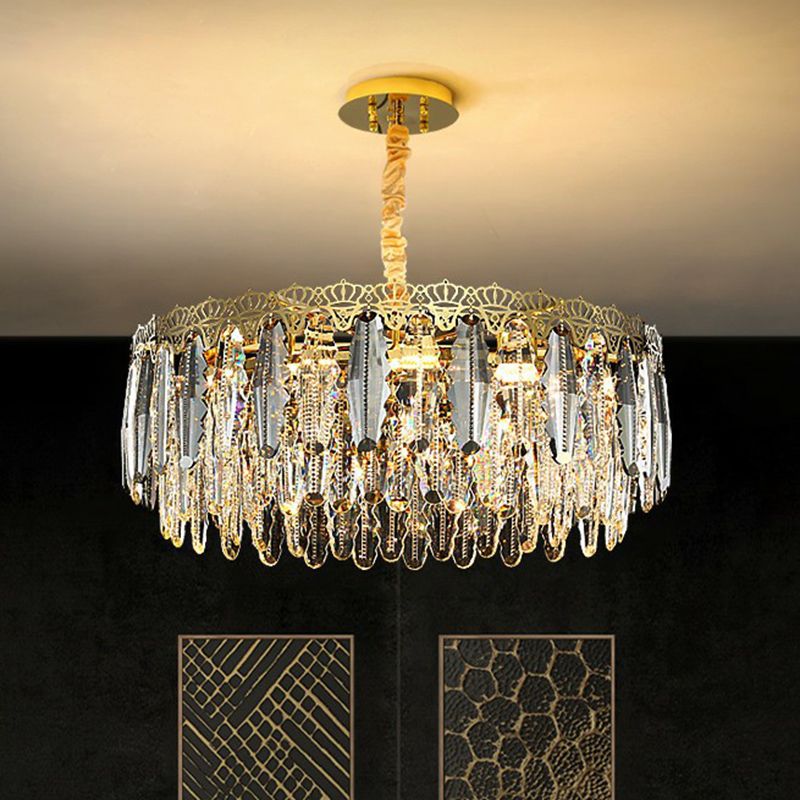 Clear Crystal Leaf Hanging Light Minimalist Chandelier Pendant Light for Bedroom