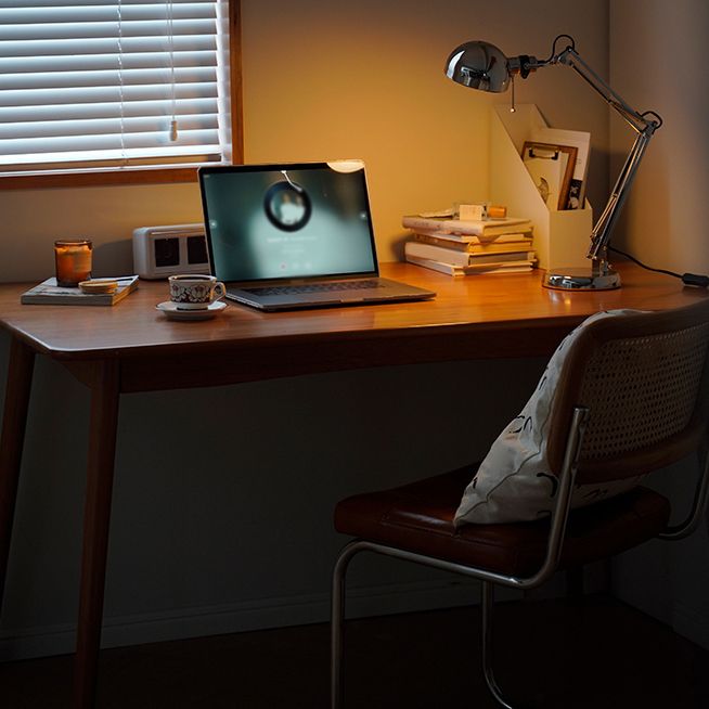 Modern Oak Natural Rectangular Top Dining Table with 4 Wood Legs