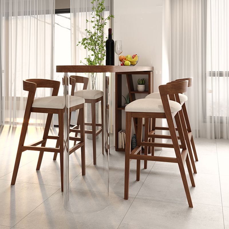 Brown Specialty Bar Dining Table Solid Wood Bar Height Table with Pedestal Base