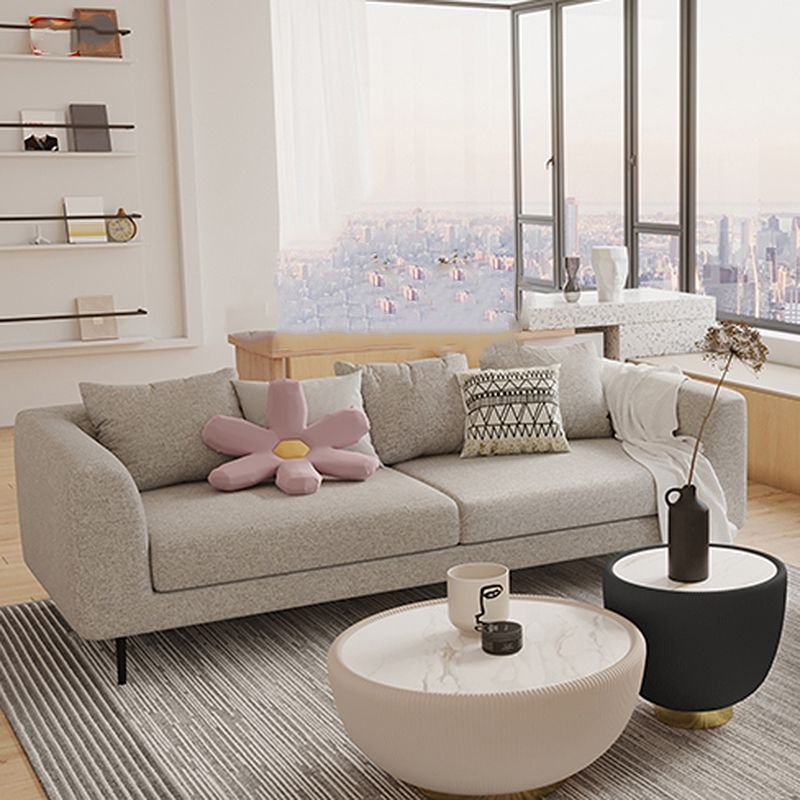 Modern Cotton Square Arm Sofa Pillow Back Settee for Living Room