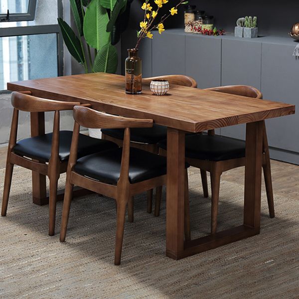 Rectangle Double Base Dining Table Industrial Wood Table for Kitchen