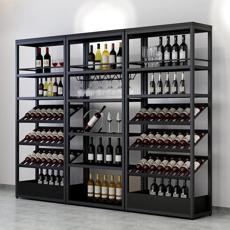 Industrial Floor Wine Holder Rack Metal Wine Racks with Shelf