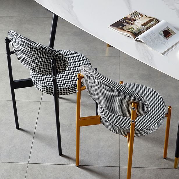 Silla de comedor de cocina estilo Glam, sillas laterales sin brazos de comedor de metal