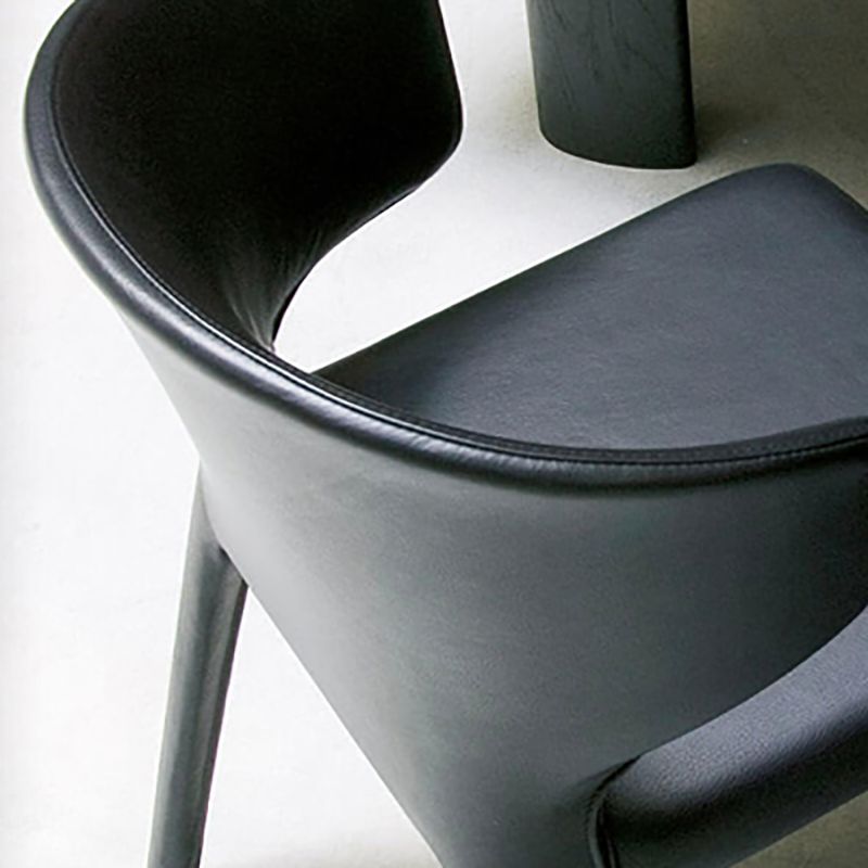 Mid-Century Modern Armless Side Chair Leather Basic Four Leg Side Chair