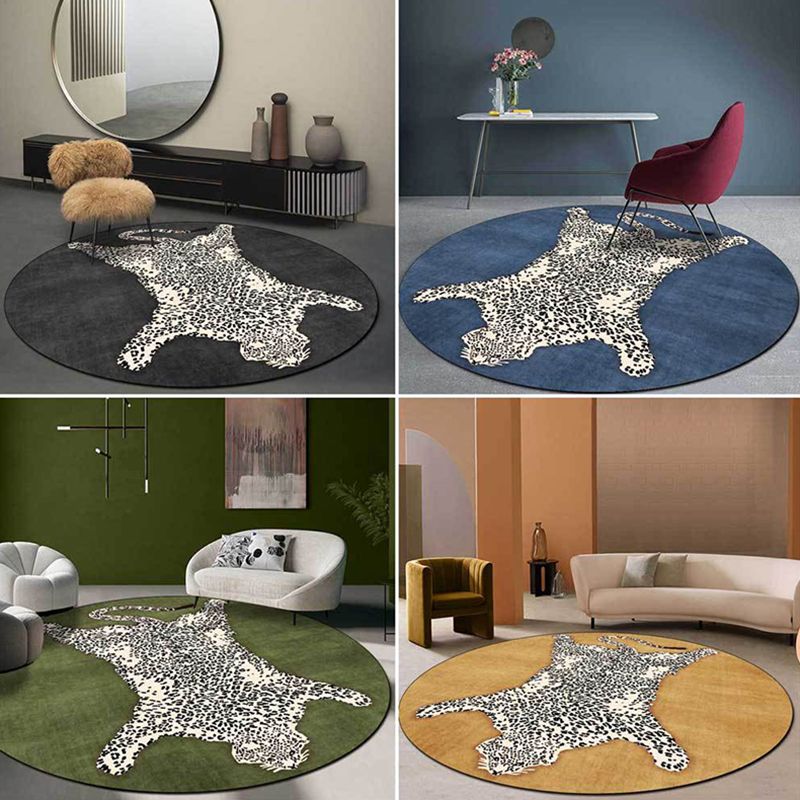 Kleurrijk stijlvol ronde vloerkleed moderne tijger bedrukt tapijt niet-slip achterste tapijt voor woningdecoratie