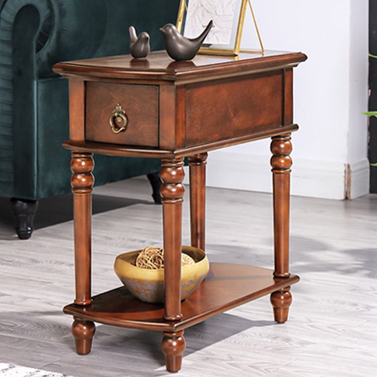 Modern Rectangular End Table 23" Tall 4 Legs Solid Wood Side Table