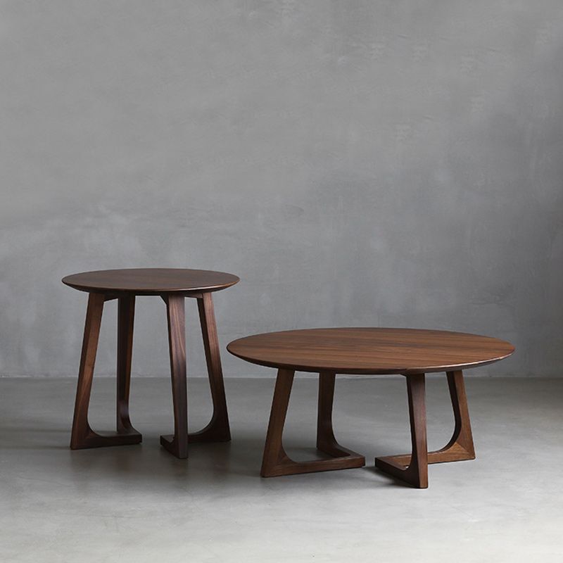 Contemporary Wooden Bunching Tables Round Medium Wood Coffee Table