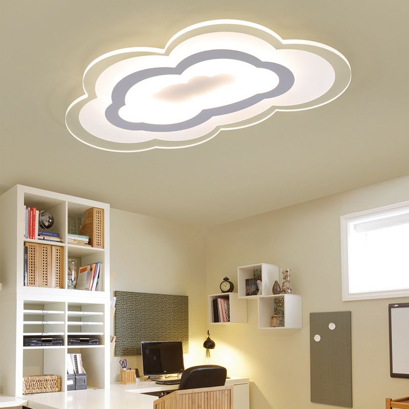 Acrylic Cloud Flush-Mount Light Fixture Minimalist LED White Close to Ceiling Lighting