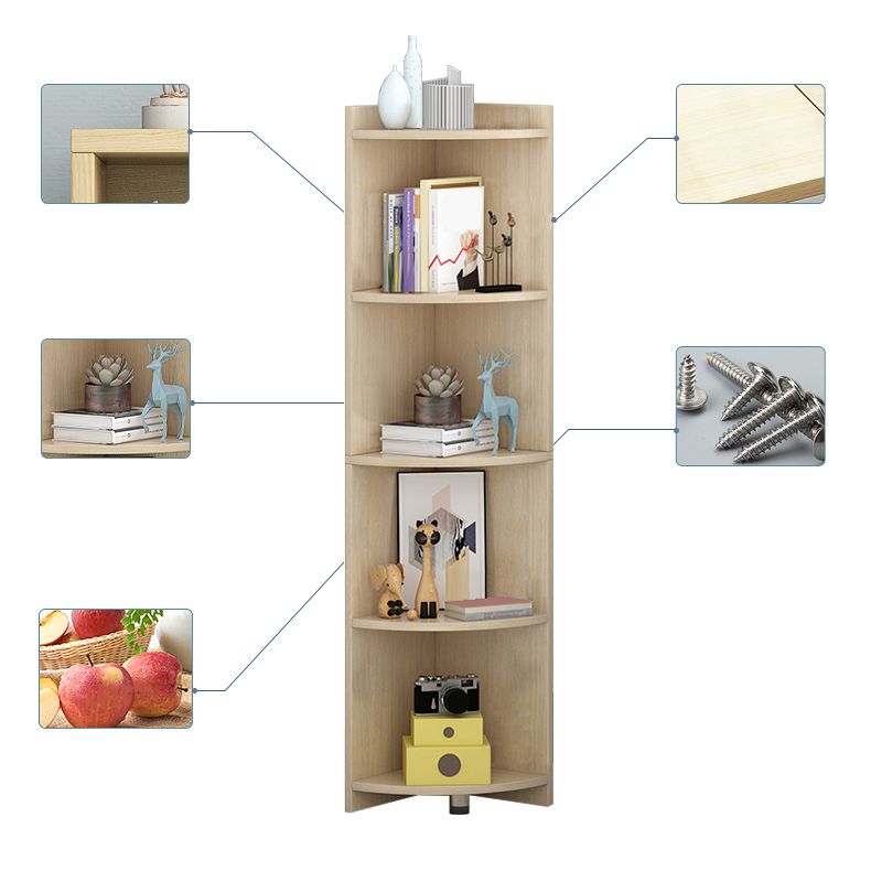 Closed Wooden Bookshelf Modern Home Living Room Multi-layer Corner Bookcase