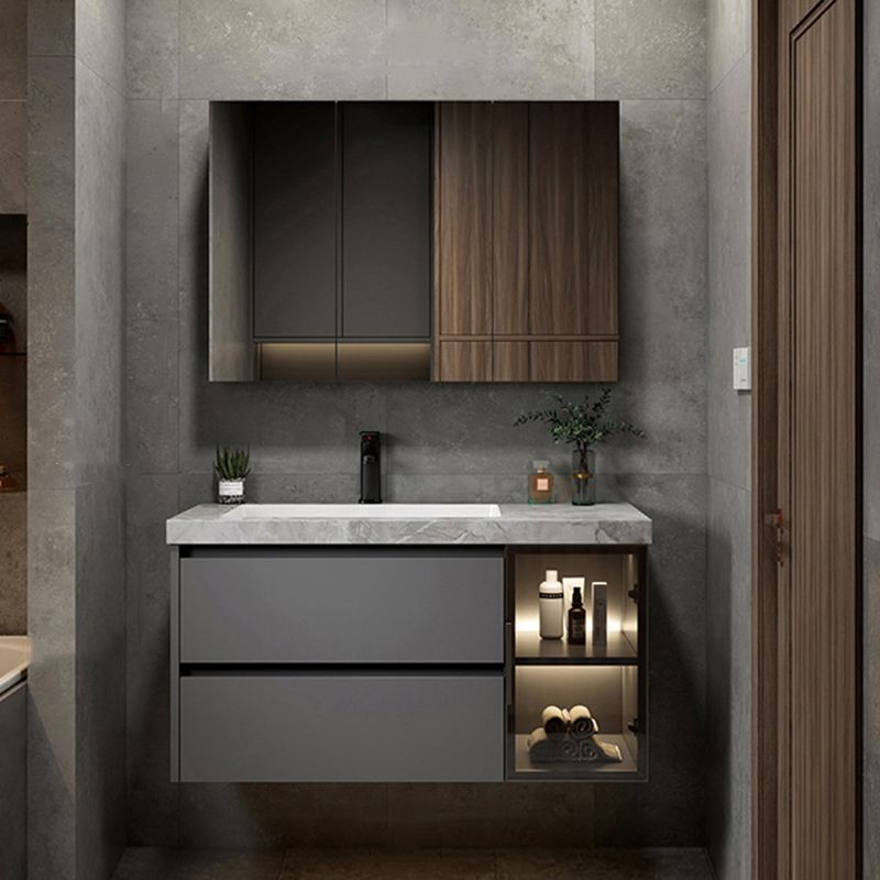 Stone and Ceramic Bath Vanity Glam Bathroom Vanity Set for Bathroom