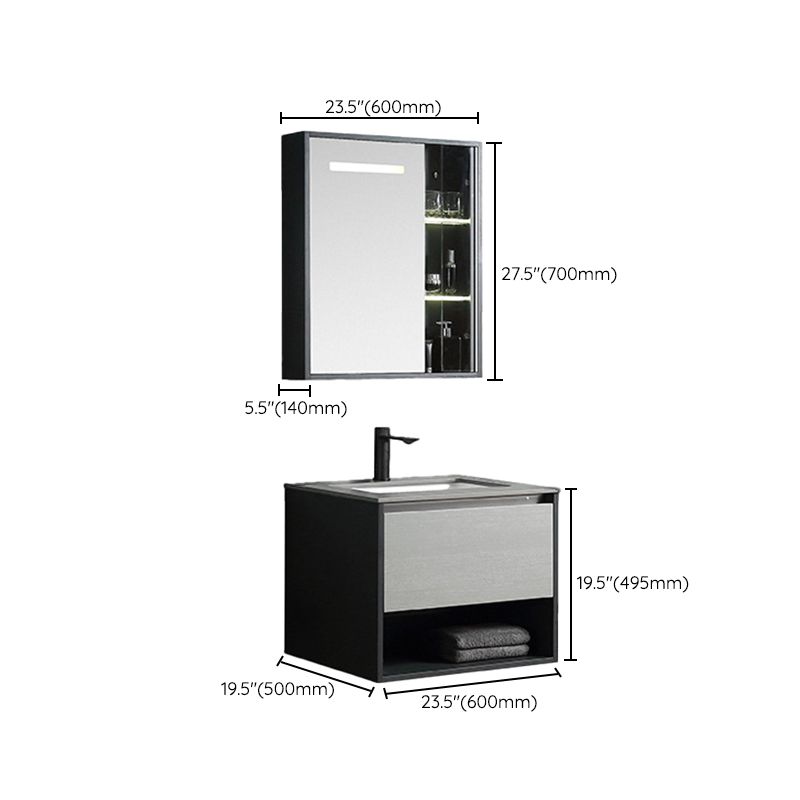 Contemporary Wooden Sink Vanity Storage Shelves Bathroom Sink Vanity