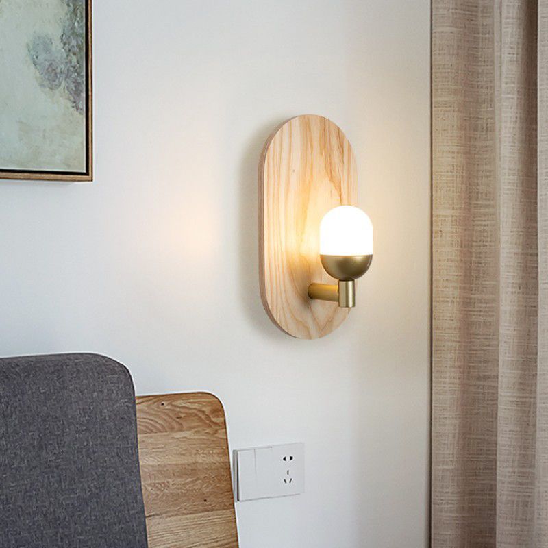 Metal Golden Wall Light Modernism Wood Lighting for Bedroom Home