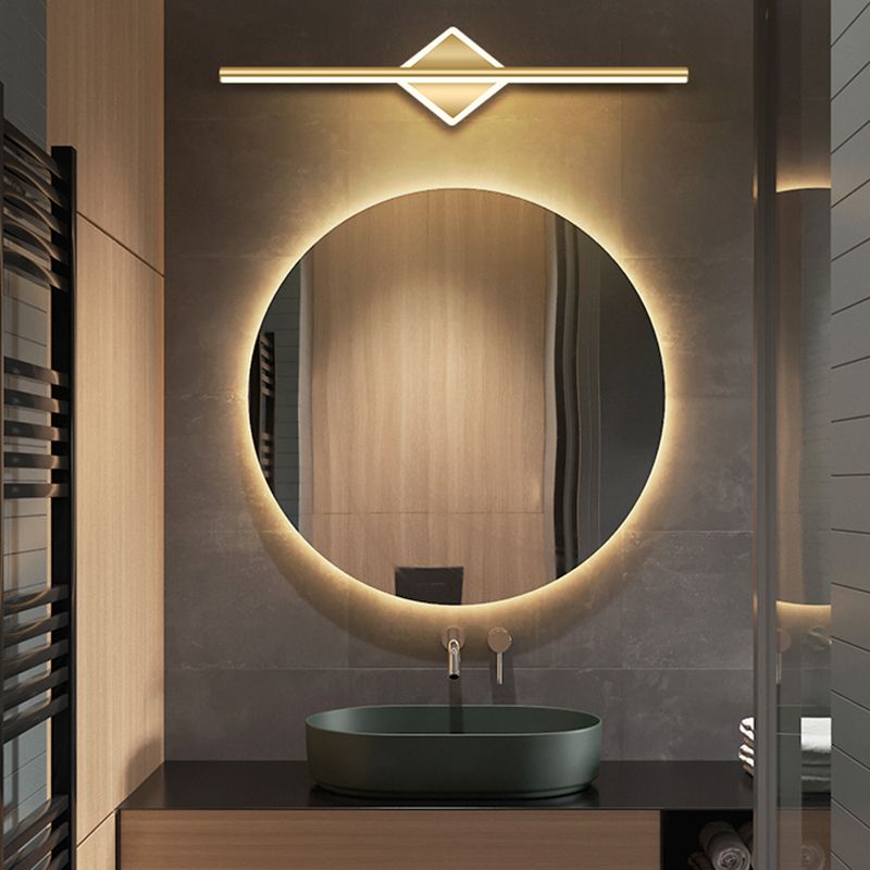 Gold LED Vanity Light Fixtures Modernist Mirror Front Lighting with Silicone Shade