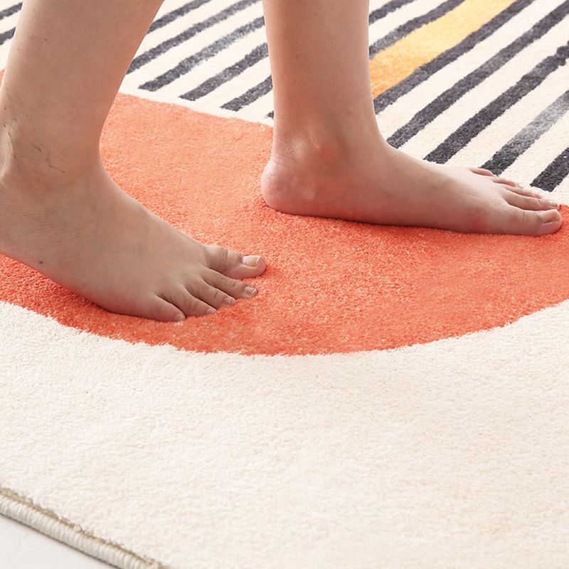 Beige Modern Rug Polyester Color Piece Indoor Rug Washbale Rug for Living Room