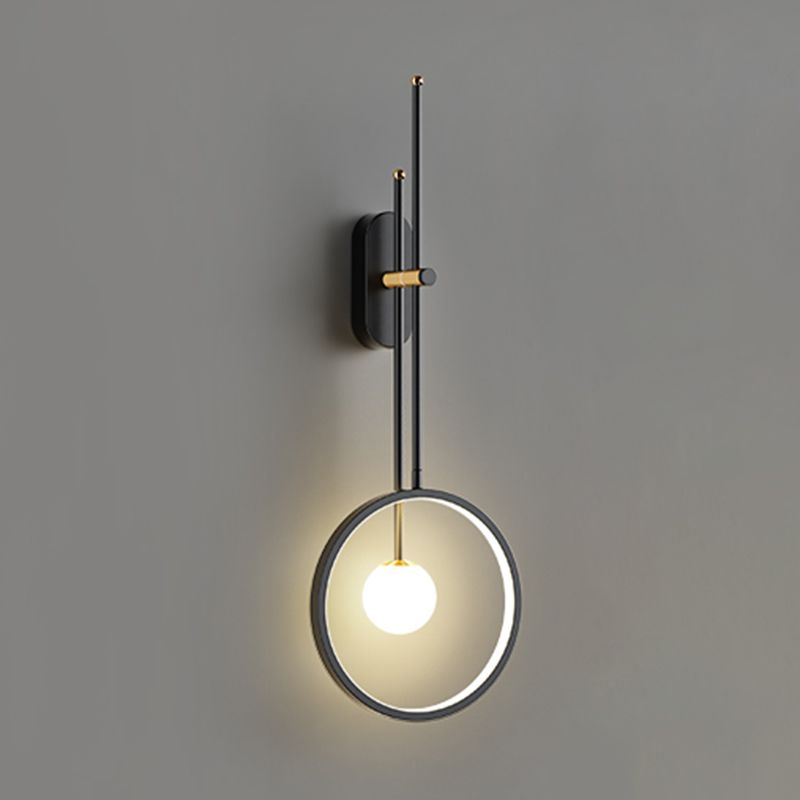 Black Metal Sconce Wall Light Modern Style Single Light Wall Lamp for Bedroom