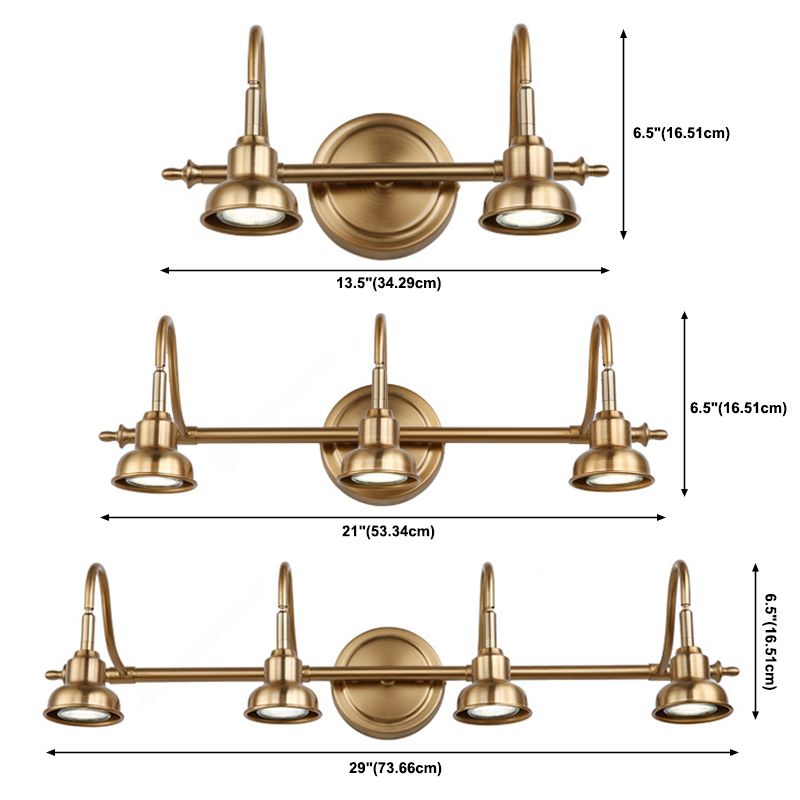 Application murale de style postmoderne Gold Multi Blub Metal Mur Murd Mall pour salle de bain
