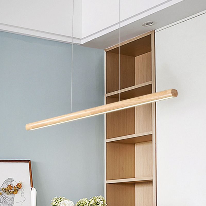 Modern Minimalism Wood Island Pendant Lighting Strip Woodwork Island Ceiling Light for Dining Table
