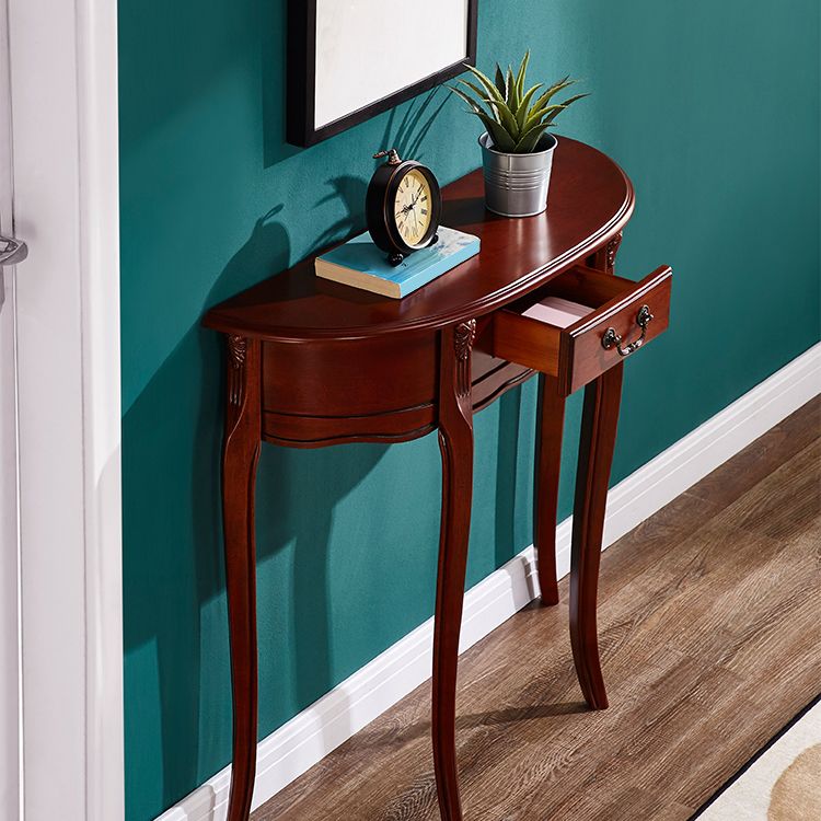 Mid-Century Modern Wooden End Table Half Moon Console Table for Hall
