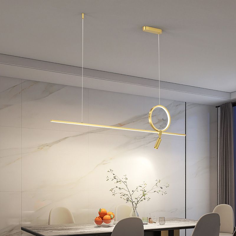 Minimalist Hanging Island Light Metal LED Hanging Lighting Fixture for Sitting Room
