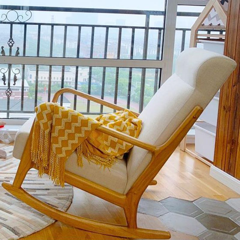 Modern Rocker Chair Upholstered With Gray Frame Glider for Living Room