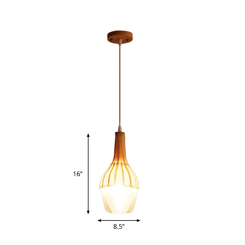 1 Lampenkuppel/Jar -Anhänger Beleuchtung Moderne Bambus Hängende Leuchte in Holz für Esszimmer