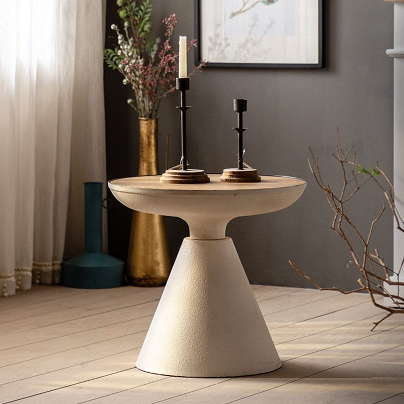 French Country Distressed Cocktail Table Wooden Pedestal Coffee Table for Living Room