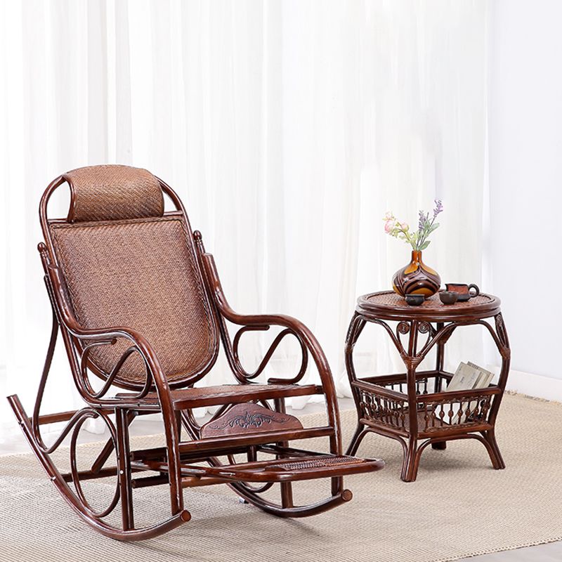 22.8" x 45.3" x 37.4" Rocking Chair Brown Rattan Rocker Chair for Living Room