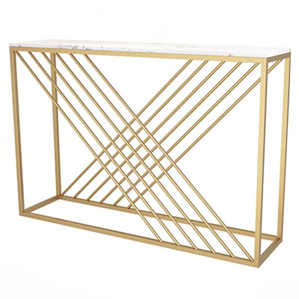 12" W Glam Marble Console Table Rectangle Stain Resistant Accent Table for Hall