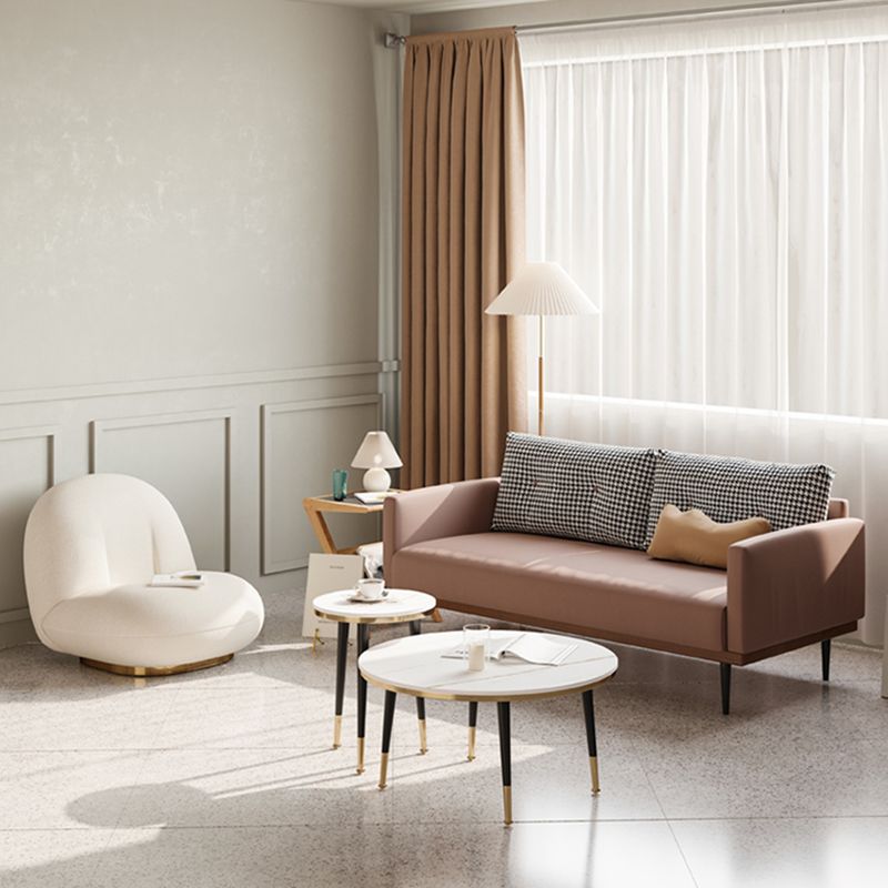 Square Arm Sofa Sofa 31.5" D x 29.53" H Faux Leather/Linen Sofa