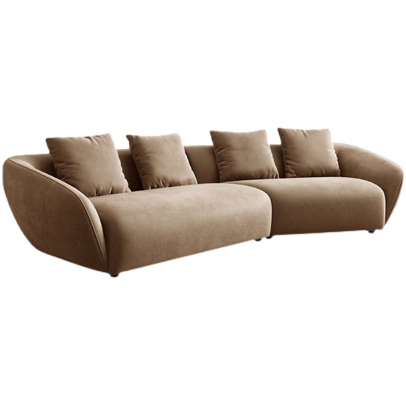 Nordic Wooden 3 Seater Sofa Chaise Dark Brown Sloped Arm Sofa