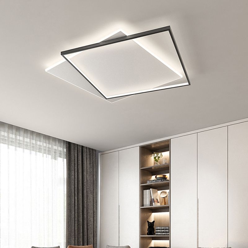 Double Squares Nordic Style LED Ceiling Light Minimalism Ultra-thin Flush Mount Lamp for Living Room