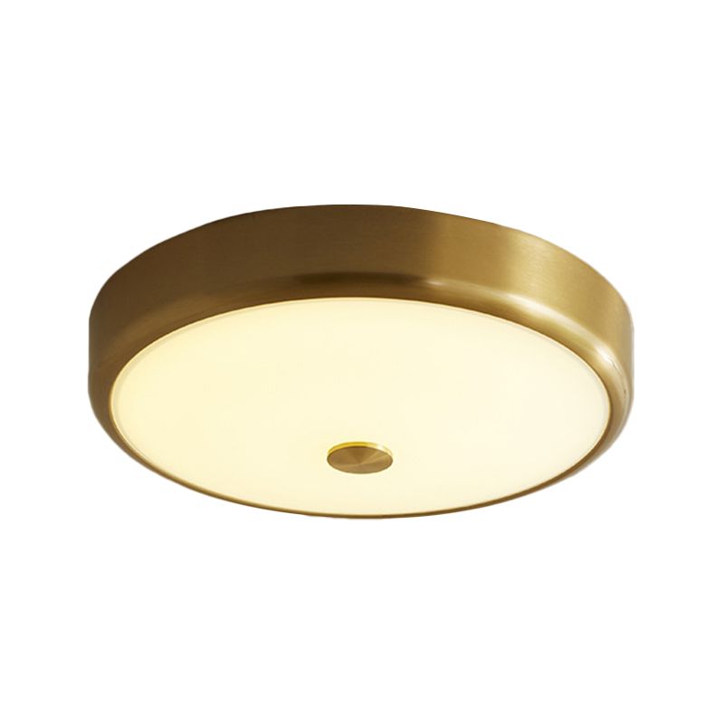 12.5"/16" Dia Antiqued Gold LED Flush Mount Simplicity White Glass Bowl/Round Ceiling Light for Bedroom